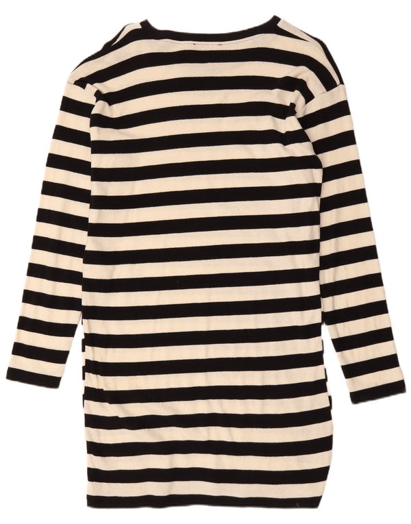 Zara Womens Long Sleeve Oversized T-Shirt Dress UK 10 Small Black Striped