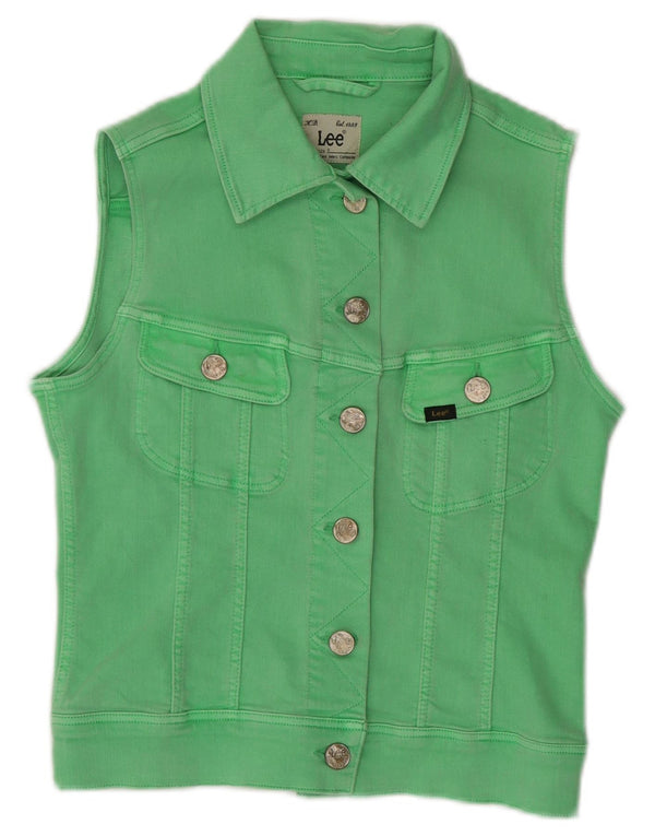 Gilet in denim corto da donna Lee UK 10 piccolo cotone verde