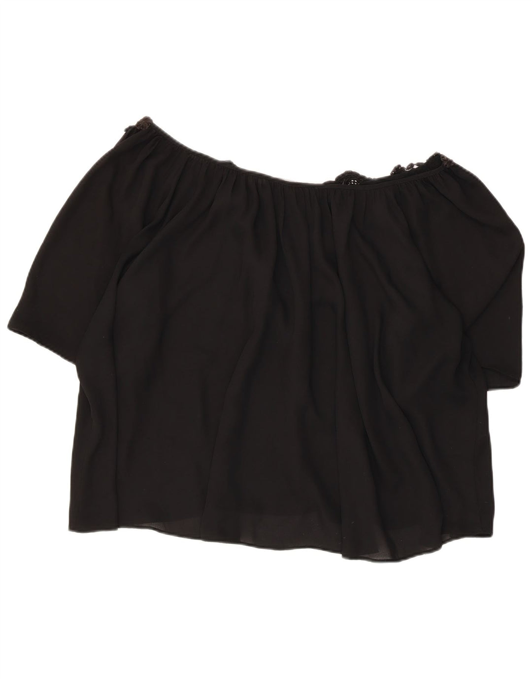 Top Zara da donna corto oversize con spalle scoperte UK 16 grande nero floreale