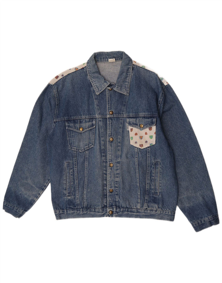 Giacca di jeans da uomo CLARK UK 40 grande patchwork blu