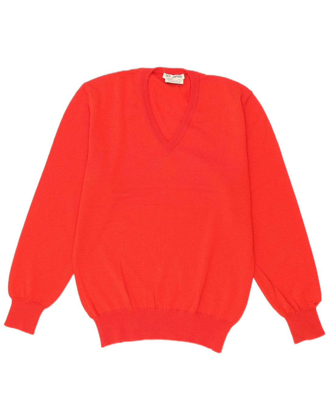 Maglione da uomo con scollo a V Ted Lapidus IT 46 piccolo rosso lana merino