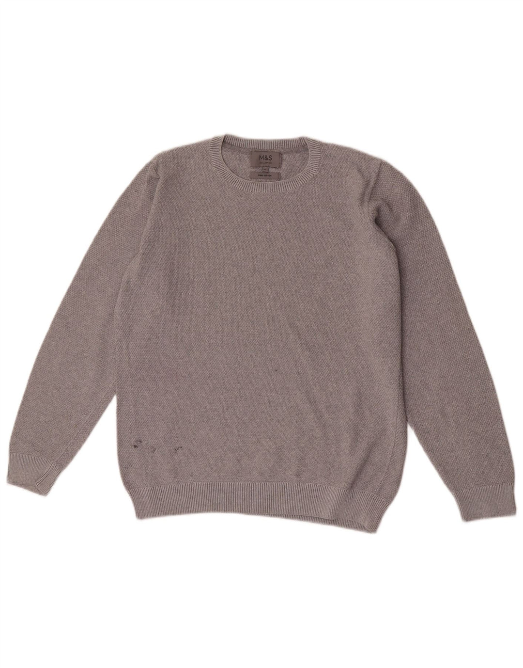 Maglione maglione girocollo da uomo Marks & Spencer piccolo cotone grigio