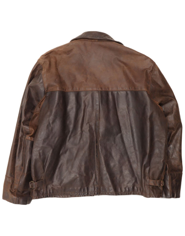 Giacca in pelle vintage da uomo UK 44 2XL Marrone
