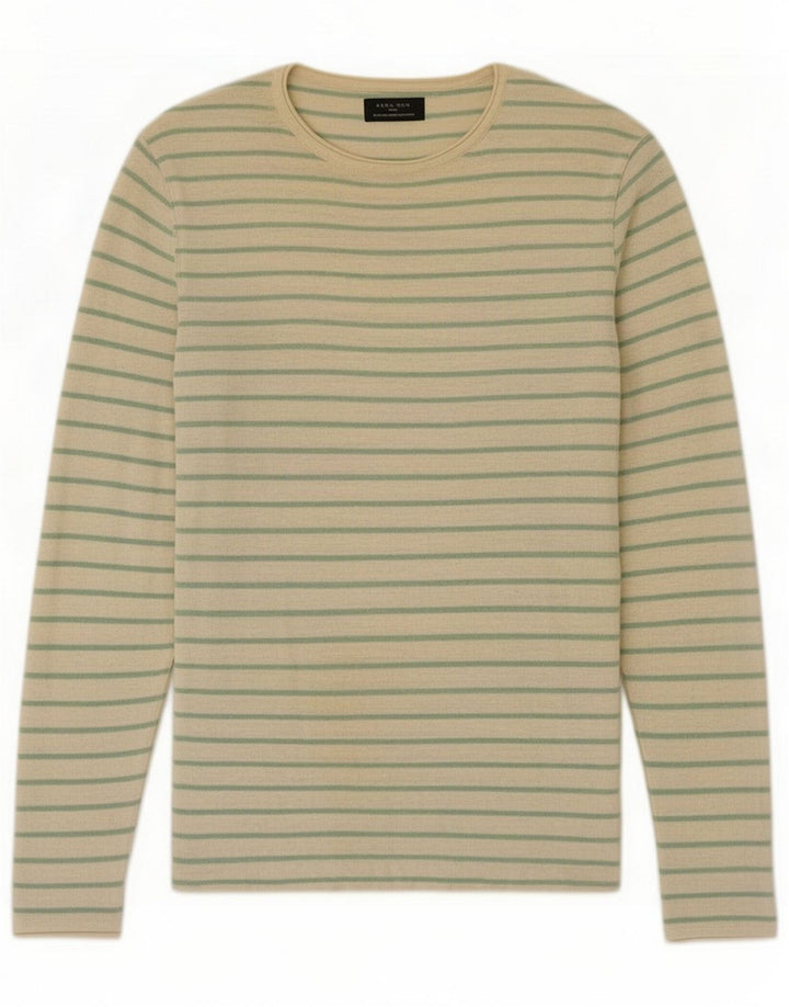 Zara Top da uomo a maniche lunghe a righe larghe bianco sporco