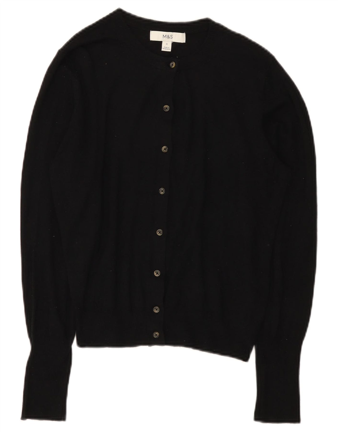 Maglione cardigan corto da donna Marks & Spencer UK 12 viscosa nera media
