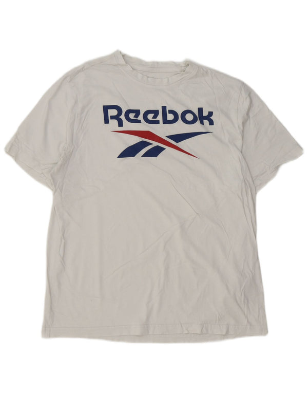 T-shirt grafica da uomo Reebok Top grande in cotone bianco