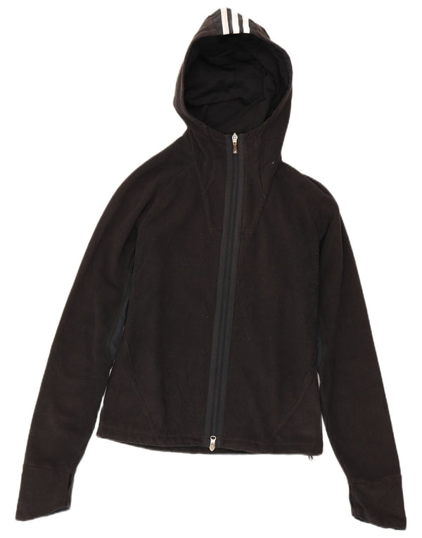 Giacca in pile con cappuccio Adidas Clima 365 da donna UK 12 Medium Black Colourblock