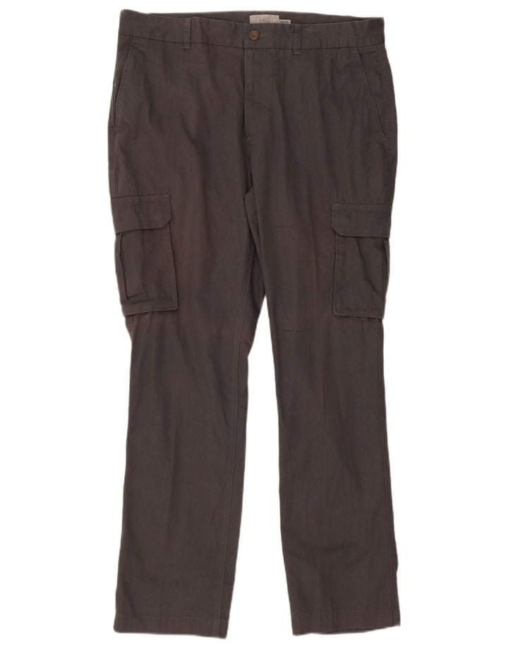 Pantaloni cargo dritti da uomo Marks & Spencer W36 L31 cotone grigio