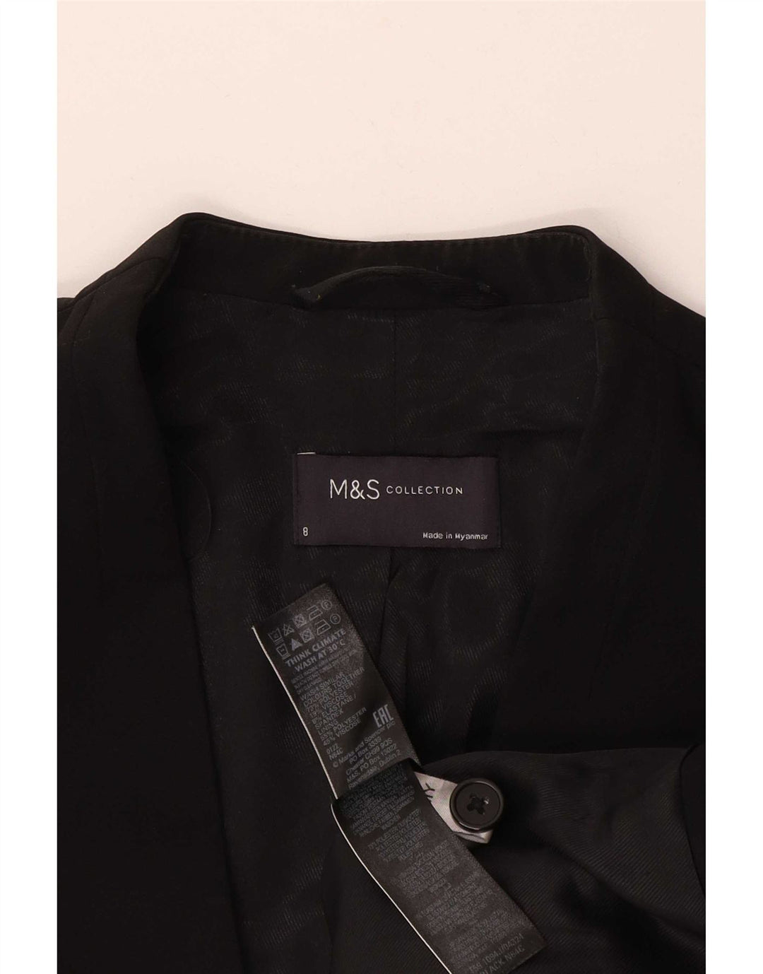 Giacca blazer a 1 bottone Marks & Spencer da donna UK 8 piccola poliestere nero