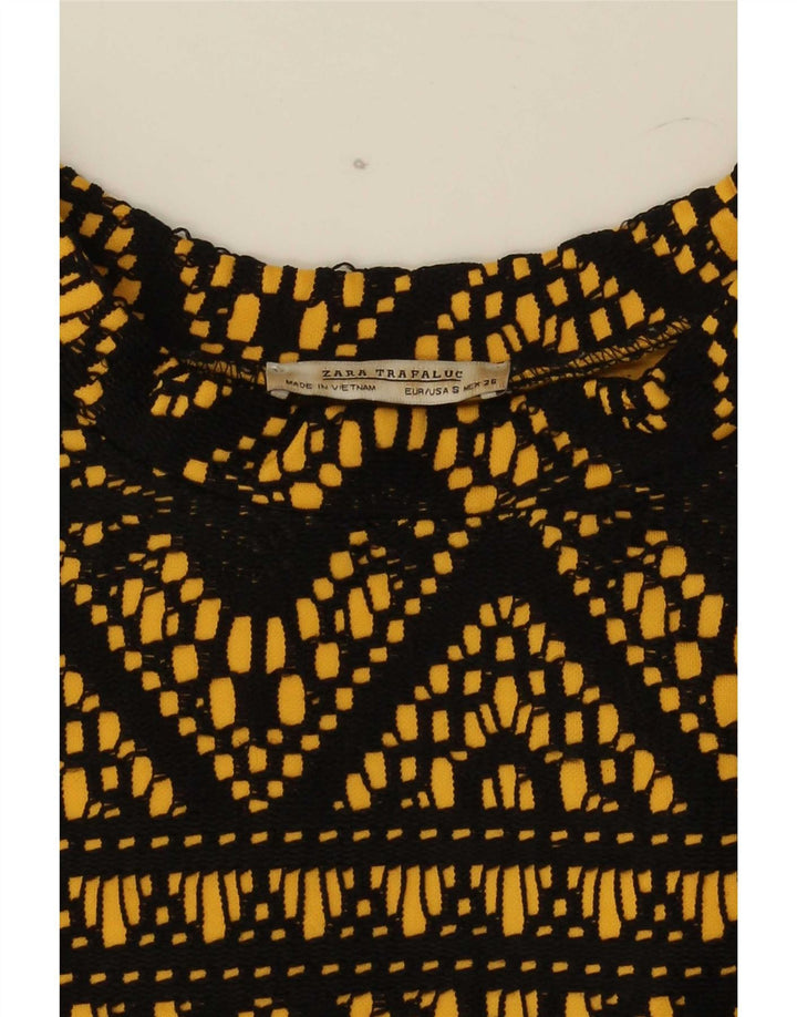 Top Zara Trafaluc da donna oversize manica 3/4 UK 10 piccolo nero geometrico