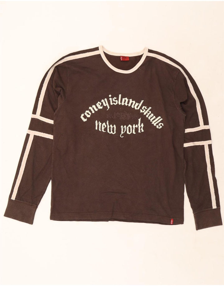 Levi's Top grafico da uomo a maniche lunghe XL color block marrone