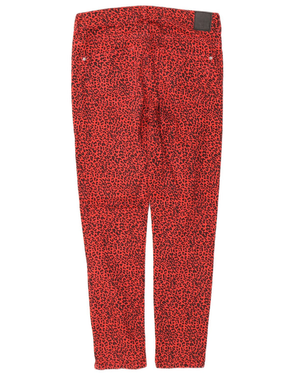 Jeans slim da donna Zara EU 38 Small W28 L28 Rosso stampa animalier