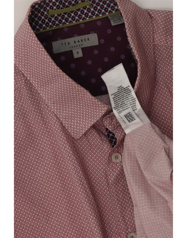 Ted Baker Camicia da uomo Taglia 5 XL Cotone floreale rosso