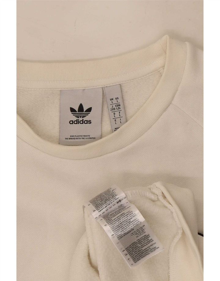Felpa Adidas Uomo Maglione Grande Cotone Bianco