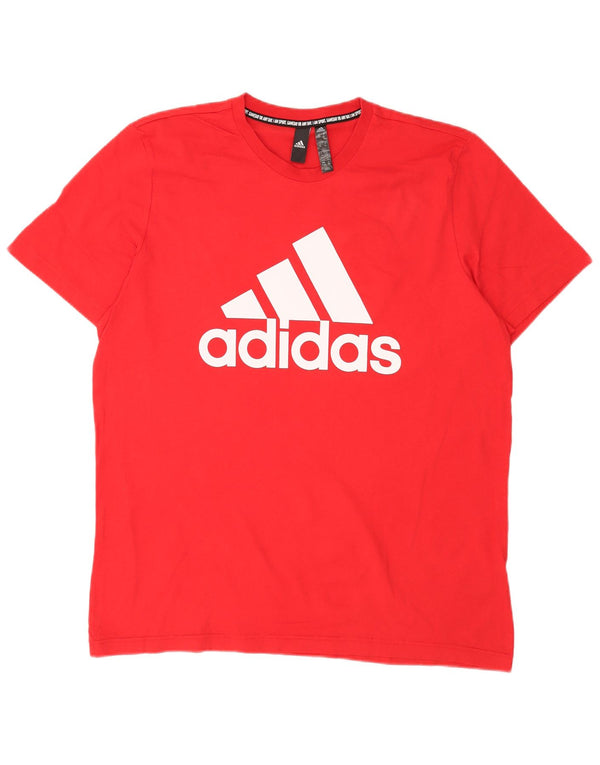 T-shirt grafica da uomo Adidas Top XL in cotone rosso
