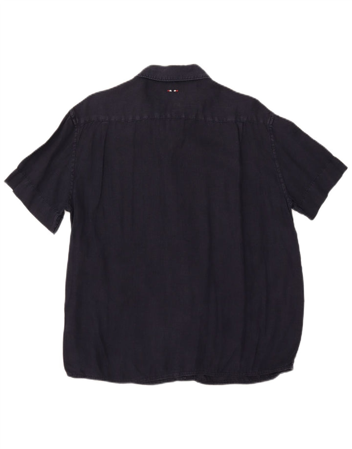 Camicia Napapijri da uomo a maniche corte vestibilità regolare blu navy medio