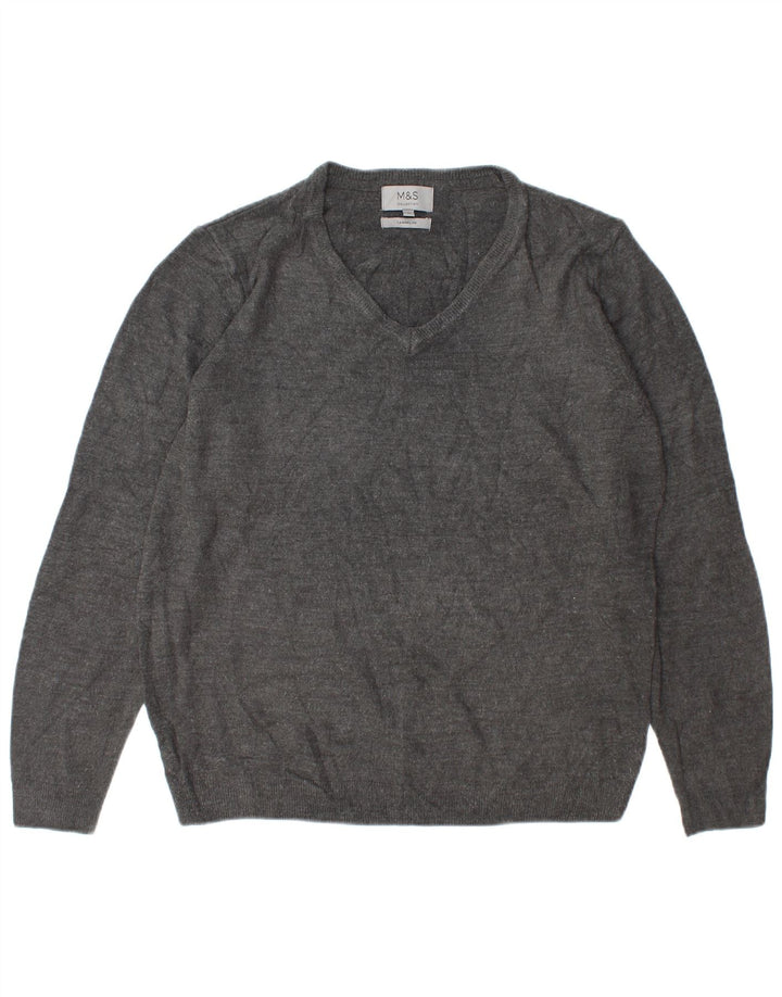 Maglione da uomo con scollo a V Marks & Spencer grande acrilico grigio