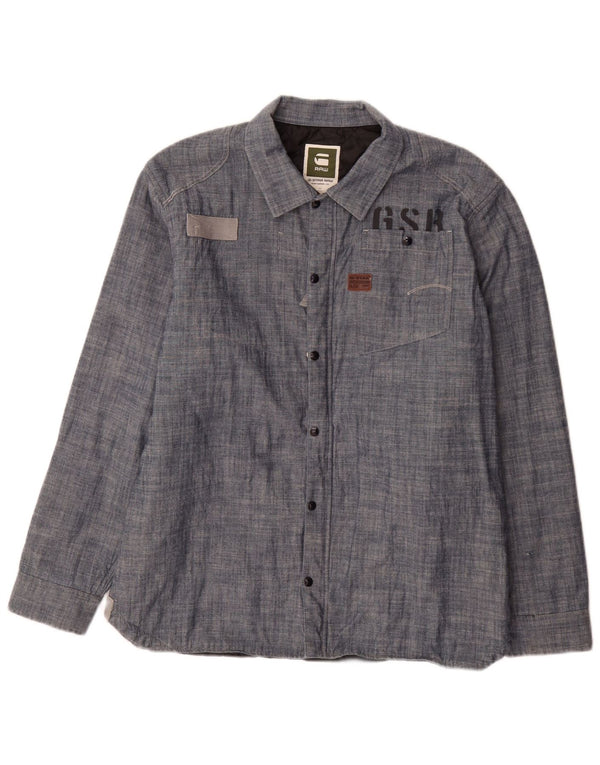 Camicia da boscaiolo grafica da uomo G-Star XL in cotone chiazzato blu