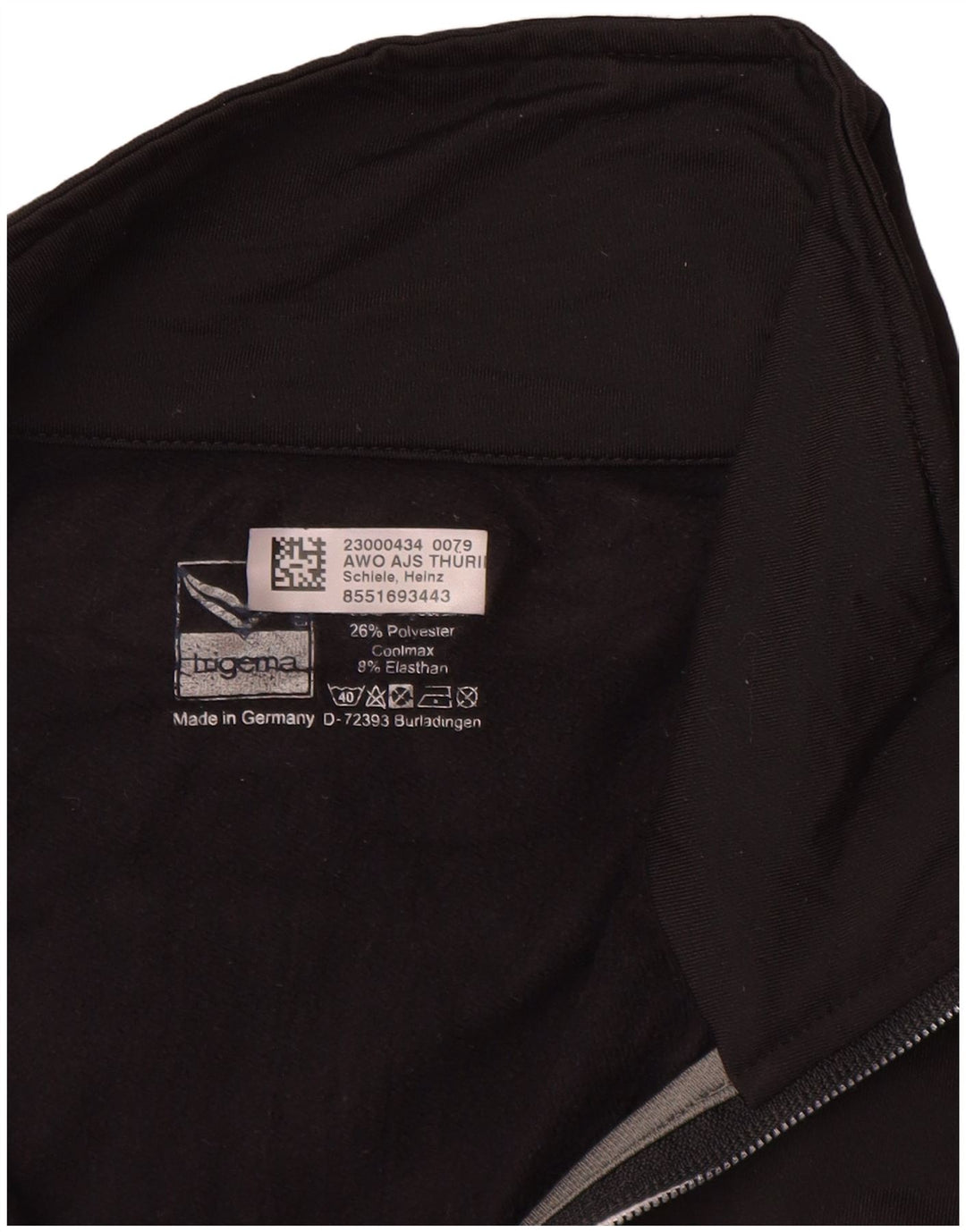 TRIGEMA Giacca da tuta senza maniche con grafica da uomo, grande, in poliestere nero