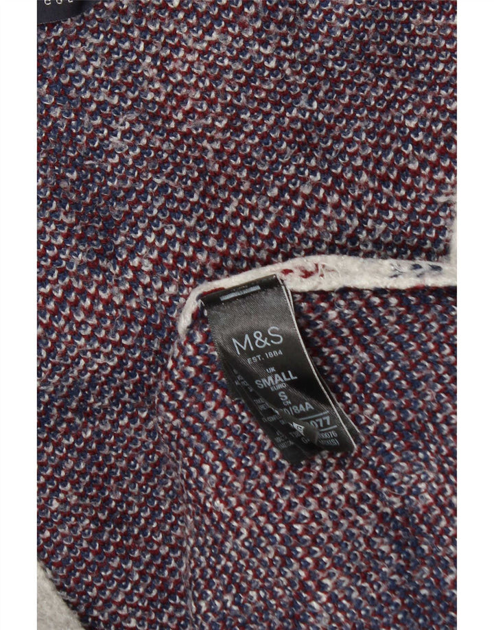 Maglione cardigan lungo da donna Marks & Spencer UK 10 piccolo grigio a quadri