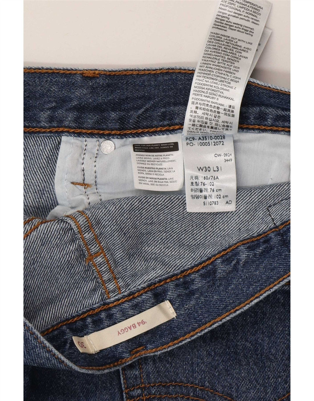 Jeans larghi larghi da donna Levi's W30 L31 cotone blu