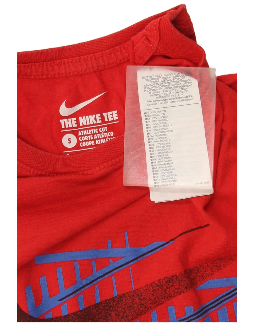 T-shirt grafica Nike da uomo con taglio atletico, piccola, in cotone rosso