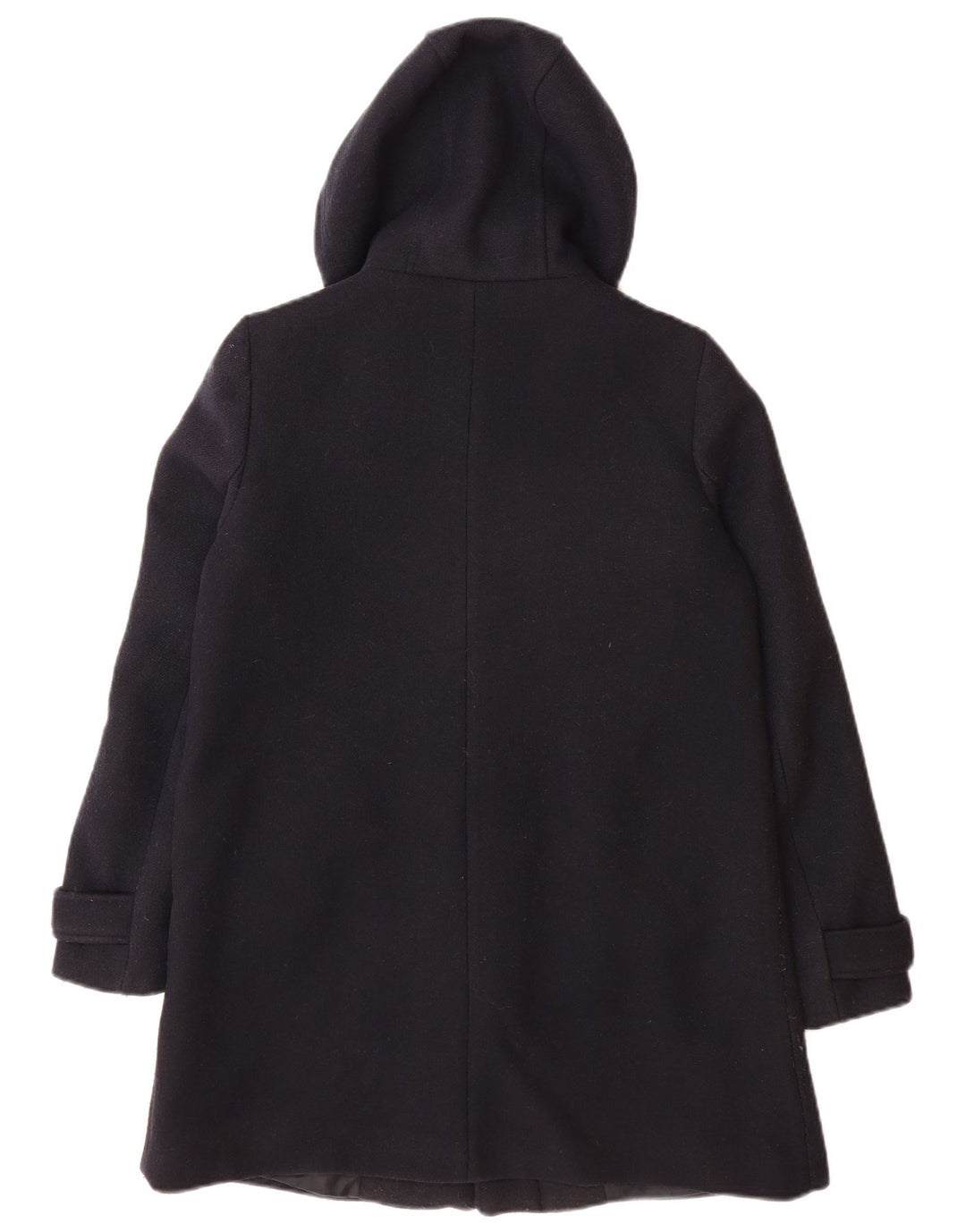 ZARA Womens Hooded Overcoat UK 10 Small Navy Blue Acrylic