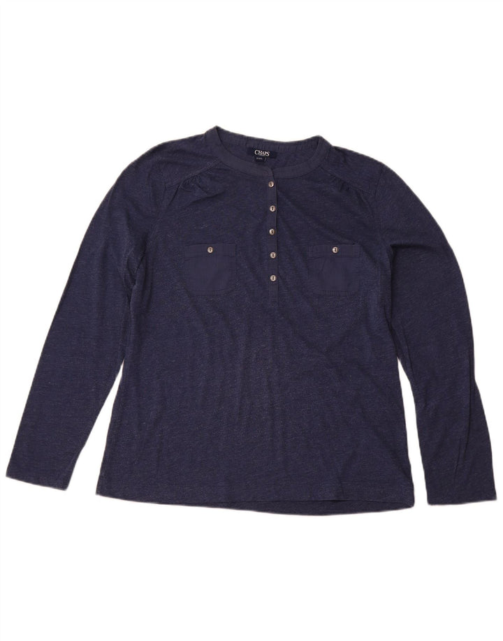 Top da donna a maniche lunghe CHAPS UK 16 grande in cotone blu navy