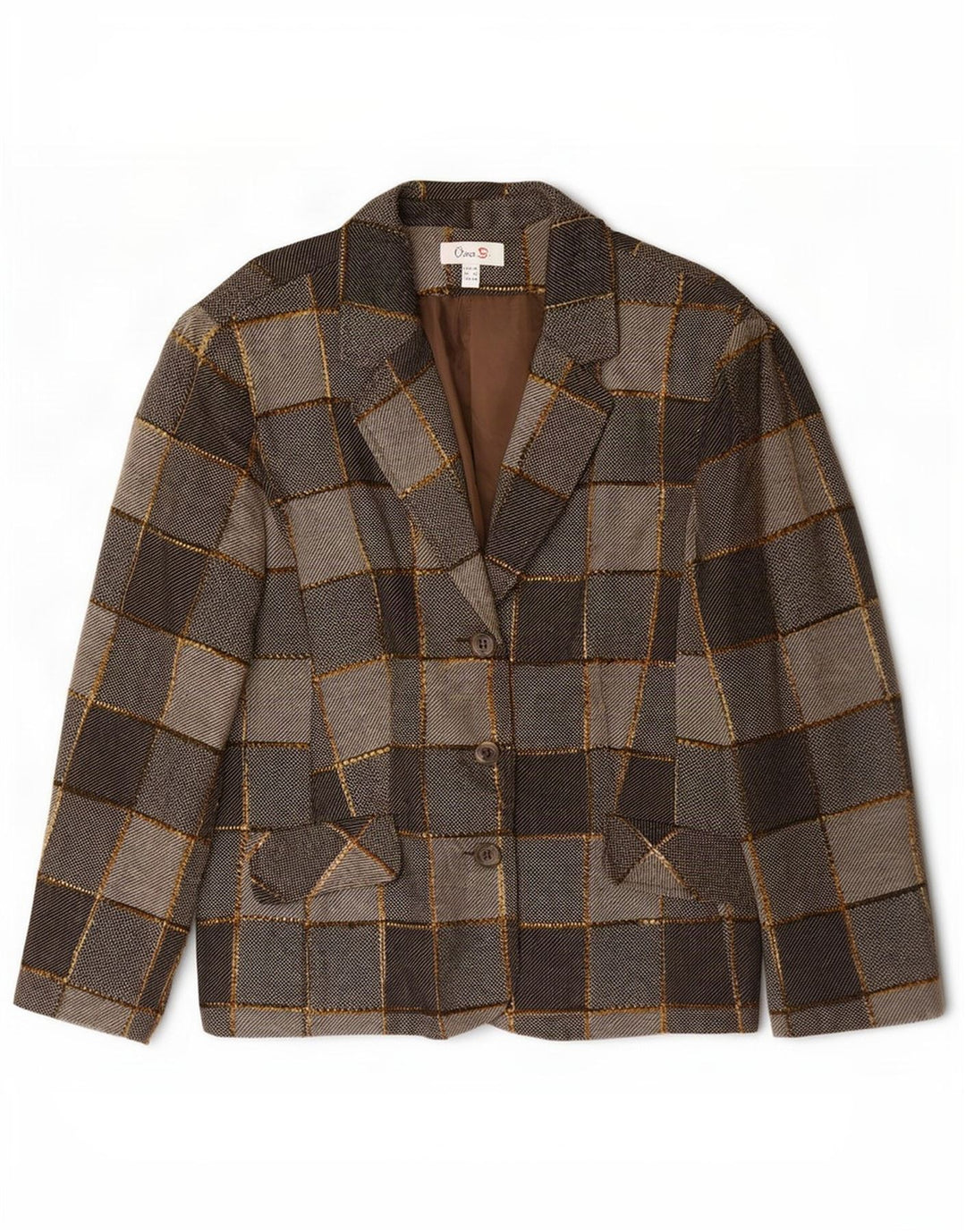 Giacca blazer a 3 bottoni da donna Oscar B UK 20 2XL Poliestere patchwork grigio