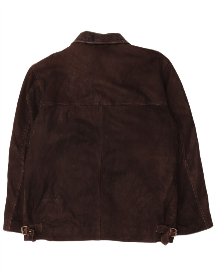 Giacca in pelle vintage da uomo UK 36 piccola marrone