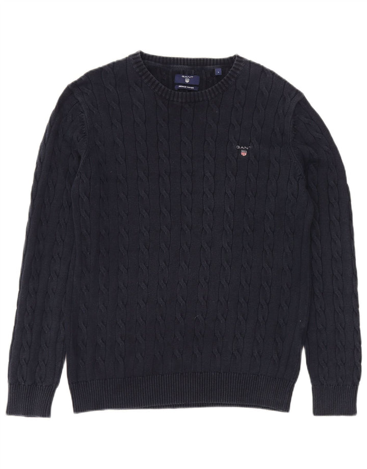 Gant Maglione da uomo con scollo a barchetta, grande, in cotone blu navy