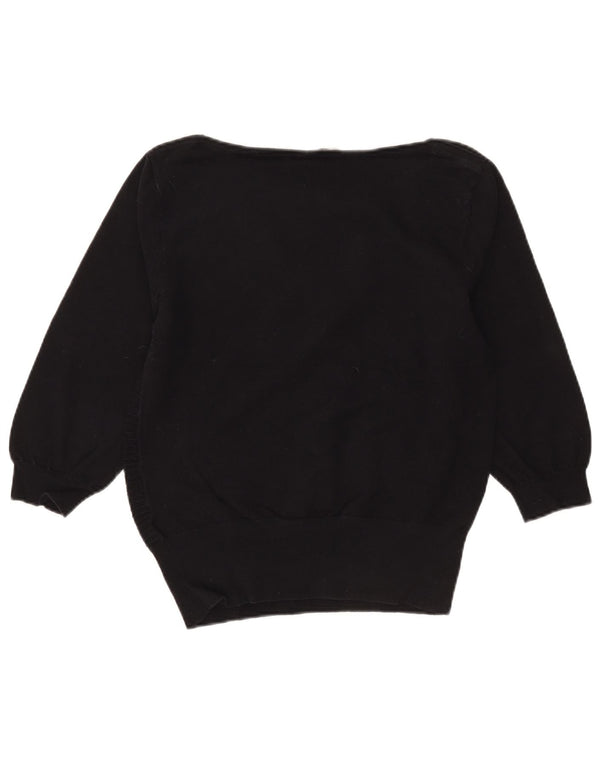 Oasis Maglione da donna con scollo a barca con maniche a 3/4 UK 14 Grandi righe nere