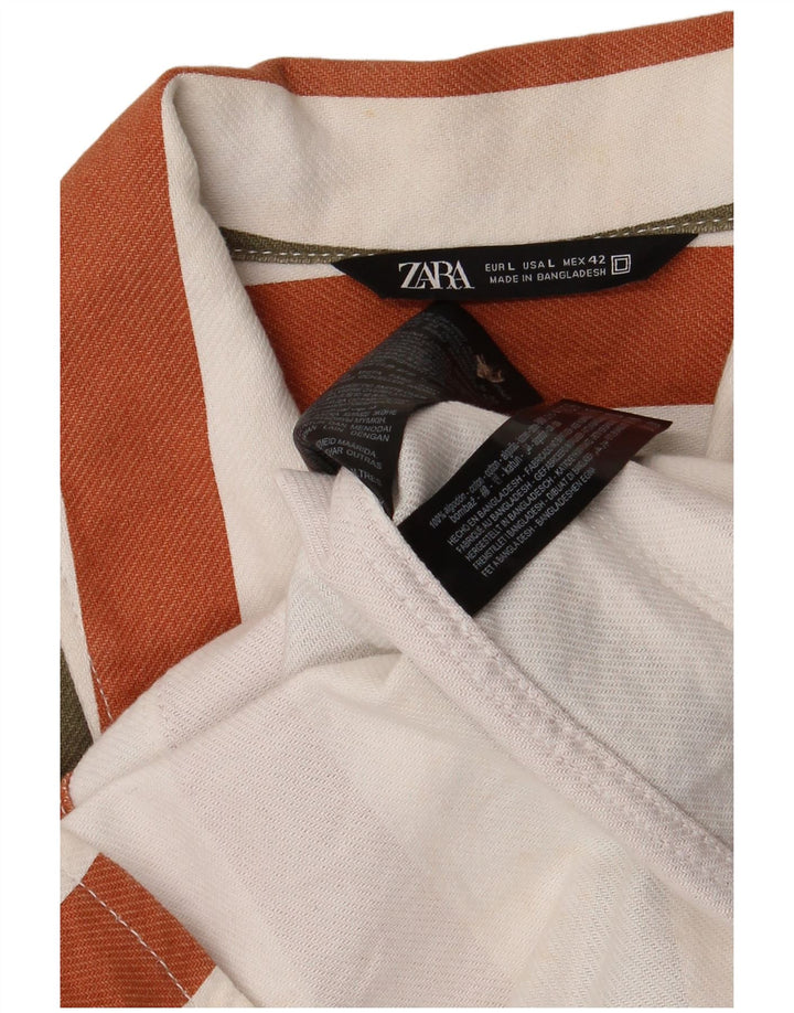 Camicia overshirt da uomo Zara grande in cotone a righe multicolore