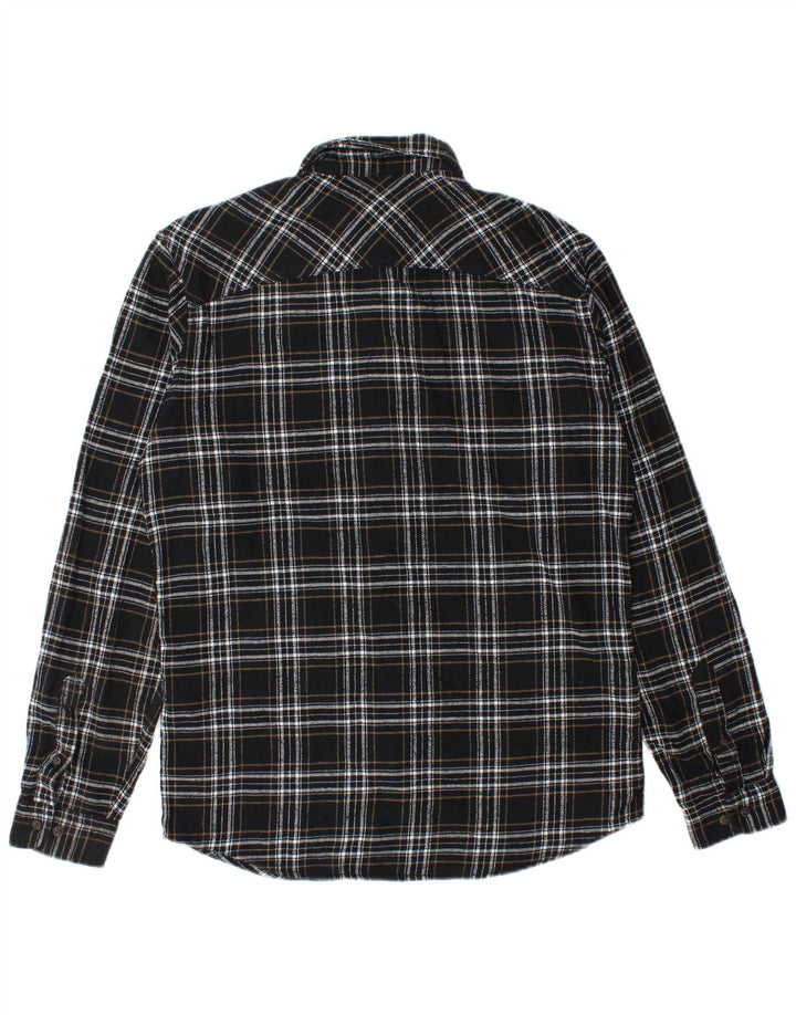 Camicia da uomo in flanella Jack & Jones, cotone a quadri neri medi