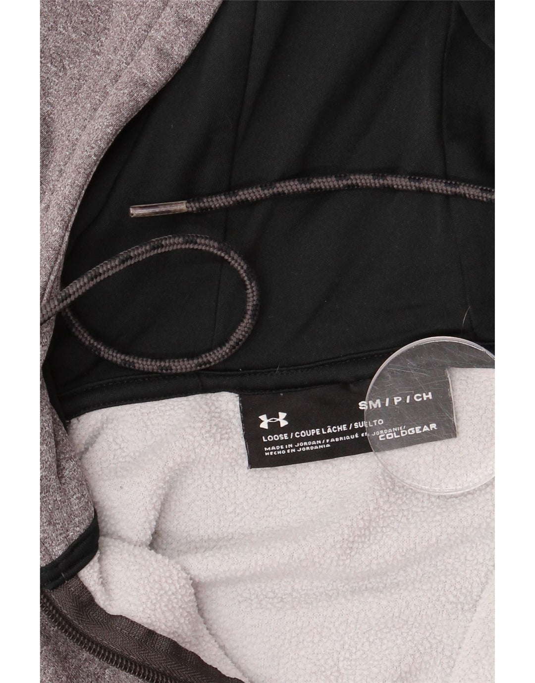 Felpa con cappuccio con zip grafica Under Armour da uomo Cold Gear piccola grigia