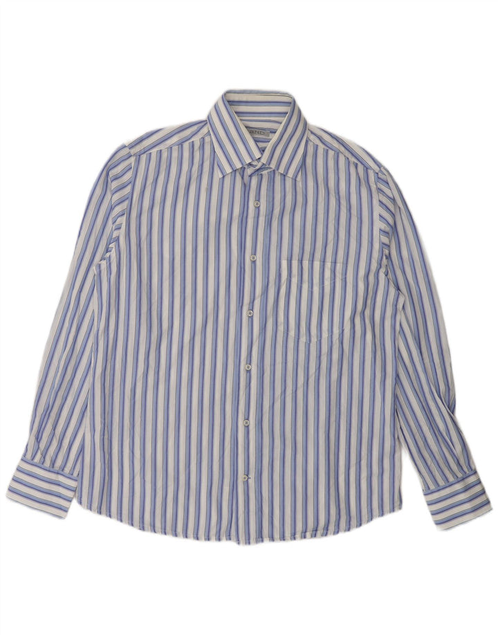 E camicia da uomo taglia 40 in cotone a righe blu medio