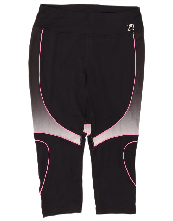 Leggings Capri da donna Fila UK 14 Large Nero Colourblock Poliestere