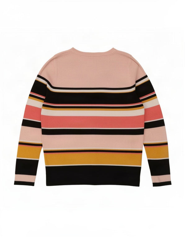 Maglione maglione con scollo a barca da donna Oasis UK 12 a righe multicolori medie