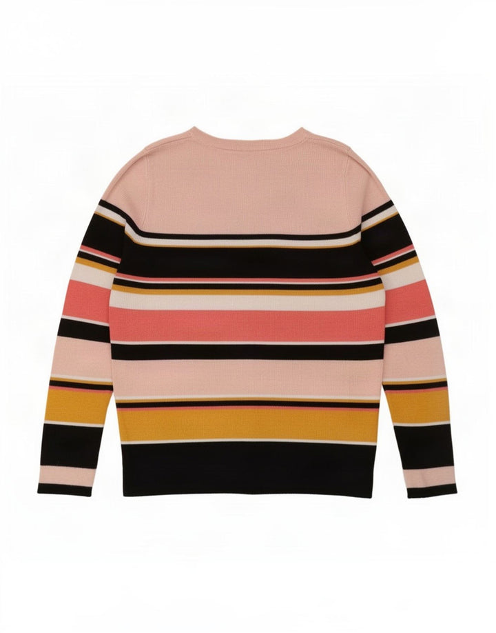 Maglione maglione con scollo a barca da donna Oasis UK 12 a righe multicolori medie