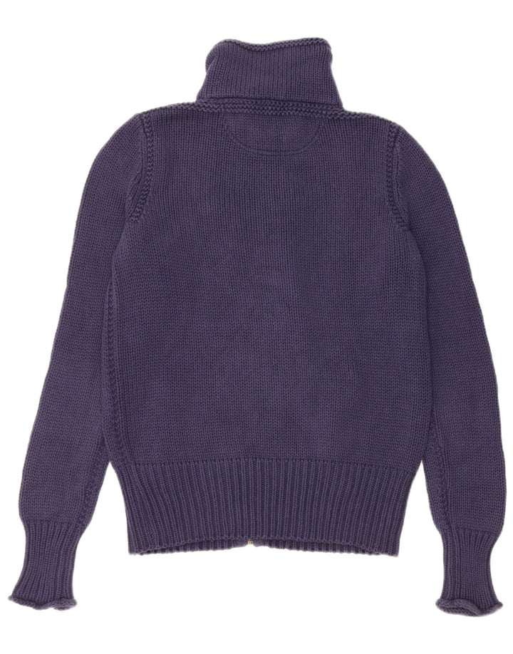 RALPH LAUREN Maglione cardigan da donna UK 14 Medio cotone blu navy