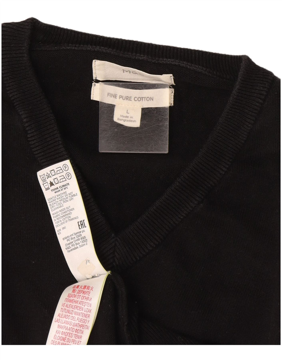 Maglione da uomo con scollo a V Marks & Spencer grande cotone nero