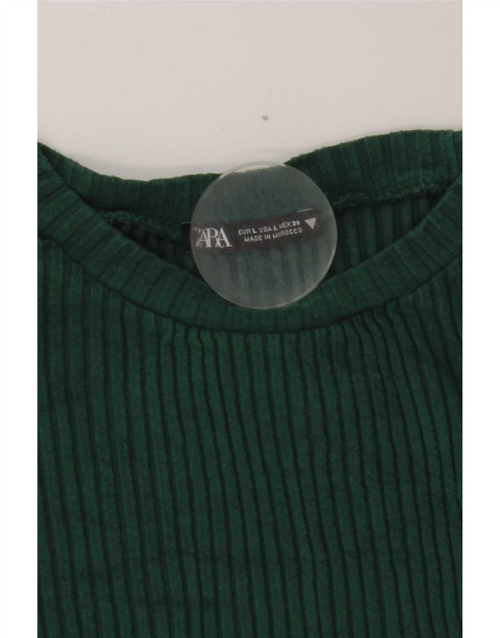 Top corto da donna Zara a maniche lunghe UK 14 grande verde