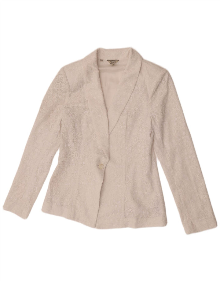 Giacca blazer da donna a 1 bottone Guess UK 12 poliestere bianco medio