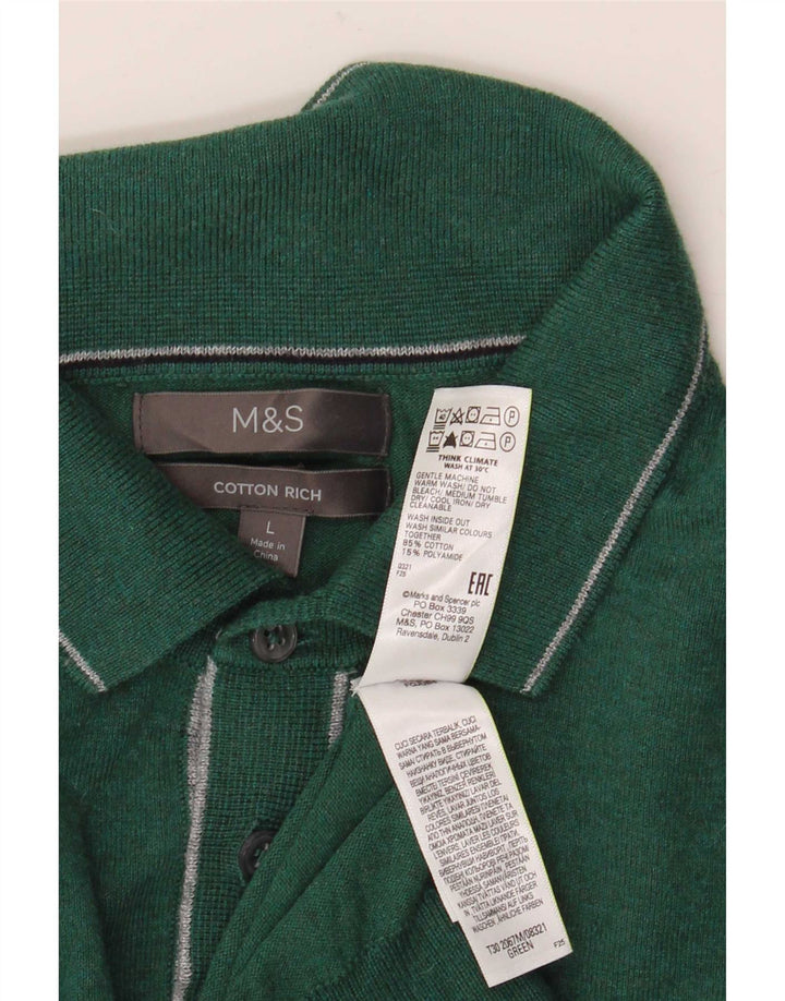 Maglione da uomo Marks & Spencer con collo alto, grande cotone verde
