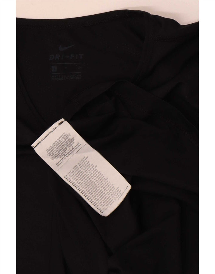 T-shirt Nike Dri Fit da donna Top UK 10 Small Nero Poliestere