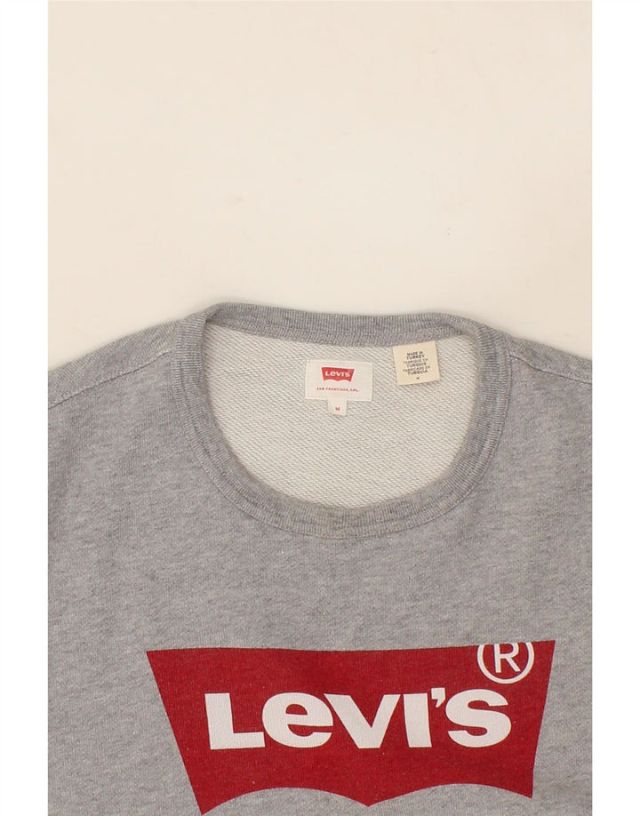 LEVI'S Mens Graphic Sweatshirt Jumper Medium Grey Cotton Vintage Levi's and Second-Hand Levi's from Messina Hembry 