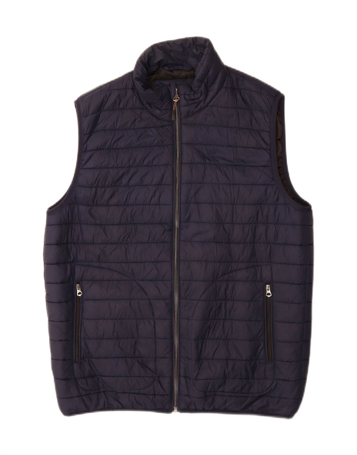 Gilet imbottito da uomo Zara UK 38 medio in nylon blu navy