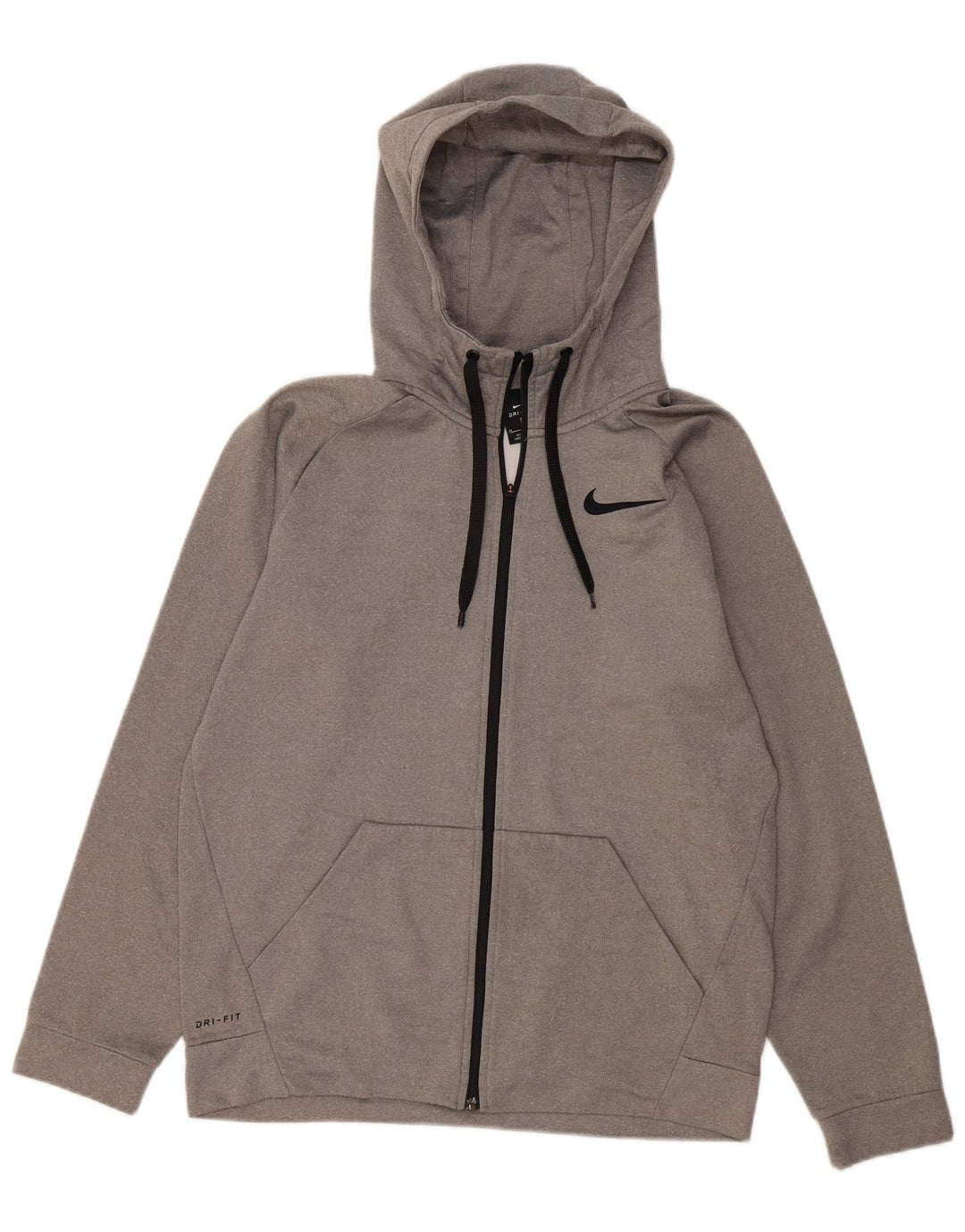 NIKE Felpa con cappuccio e zip Dri Fit da uomo in poliestere grigio medio
