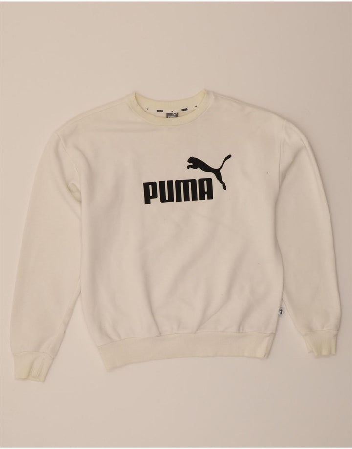 PUMA Mens Graphic Sweatshirt Jumper Small White Cotton Vintage Puma and Second-Hand Puma from Messina Hembry 