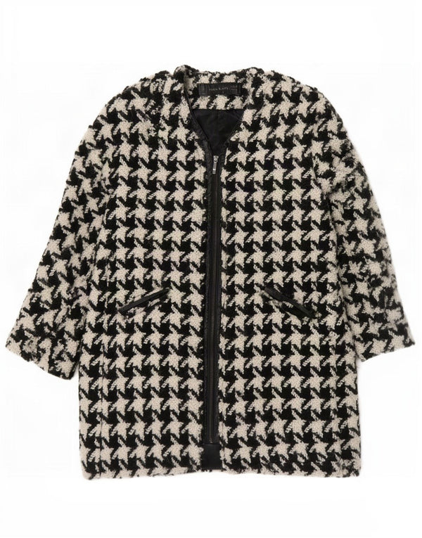 Soprabito da donna Zara UK 16 grande lana pied de poule nera